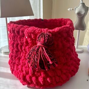 Handmade Magenta Hand Crocheted Basket